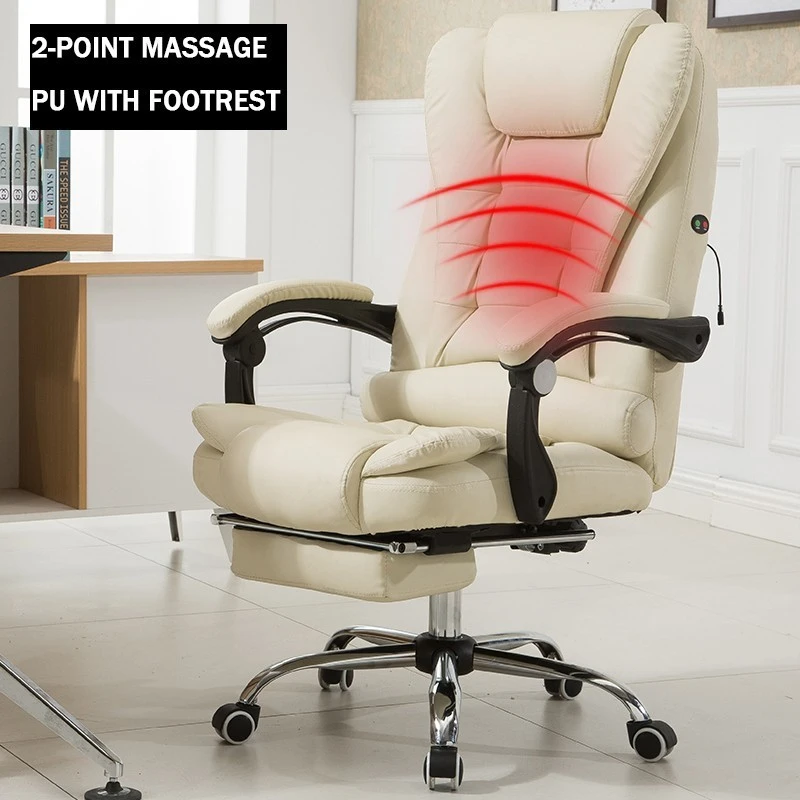 Высокое качество H808-5 Boss Poltrona Esports офисное кресло эргономичное Синтетическая кожа может лежать массаж офисная мебель - Цвет: White2 with footrest