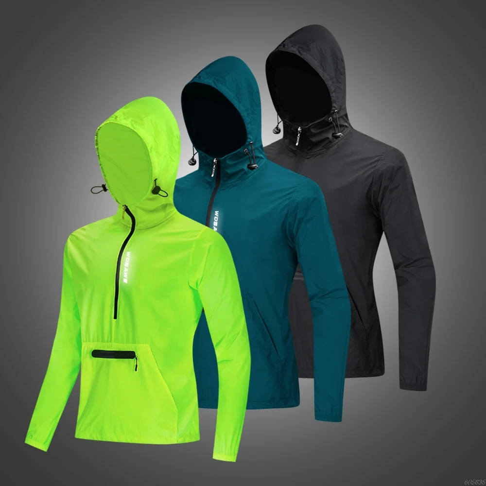 

WOSAWE Thin Hooded Caps Men Bike Jackets Windproof Reflective Water Rain Repellent Running Windbreaker Coats Cycling Jacket