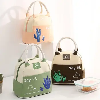

Functional Pattern Cooler Lunch Box Portable Insulated Canvas Lunch Bag Thermal Food Picnic Lunch Bags For Women Kids