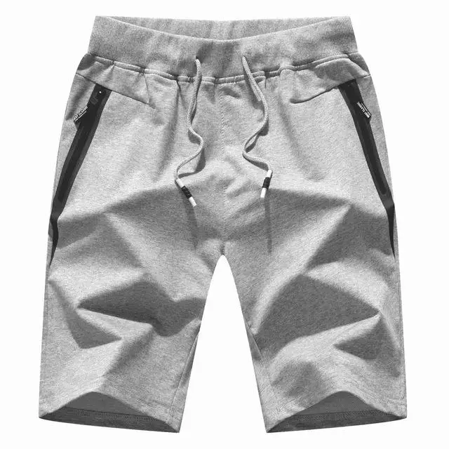 Light Grey Новинка, летние мужские шорты, хлопок, эластичная талия, для бега, повседневные пляжные шорты, мужские трикотажные пляжные шорты, Мужская брендовая одежда, M-5XL - Цвет: Light Grey