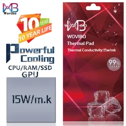 Wovibo – tampon thermique 15 W/m. k, pour CPU, GPU, RAM M.2, Nvme SSD, LED, carte mère haute performance, Dissipation thermique en Silicone 120 3mm 