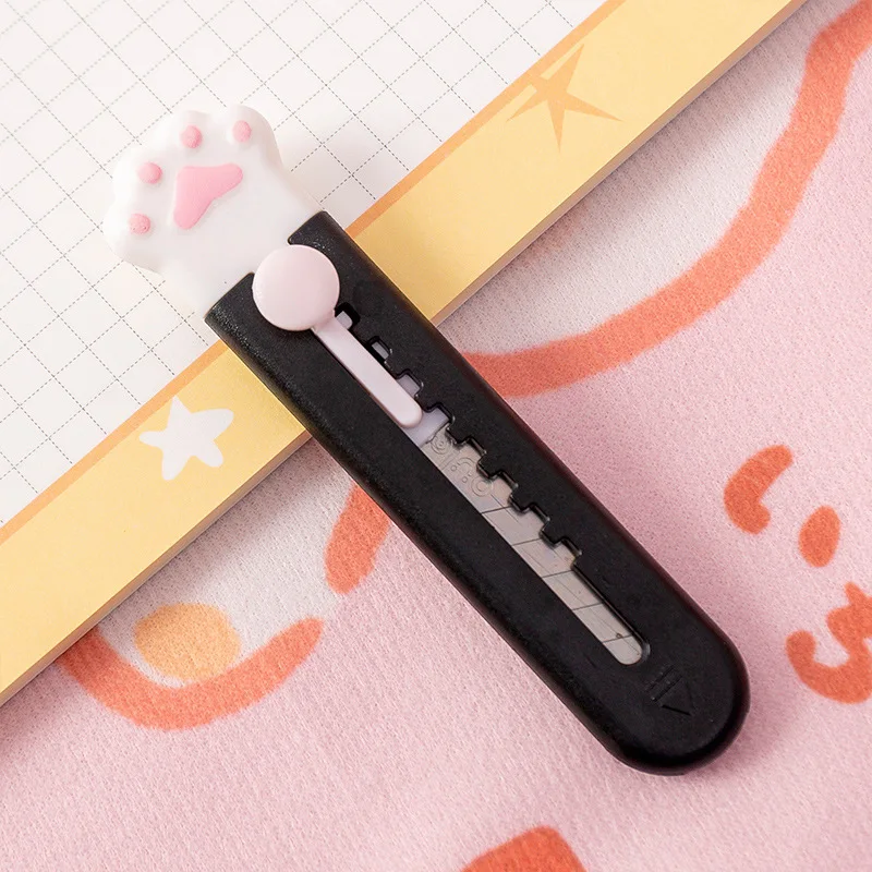 Kawaii Mini Pocket Cat Paw Art Utility Knife Express Box Knife Paper Cutter Craft Wrapping Refillable Blade Stationery utility knife paper cutter craft cutting knife