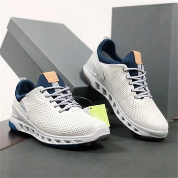 

New Mens Leather Golf Shoes High Quality Golf Sneakers Jogging Walking Footwear Size 39-44 White Blue Golfing Shoes Men