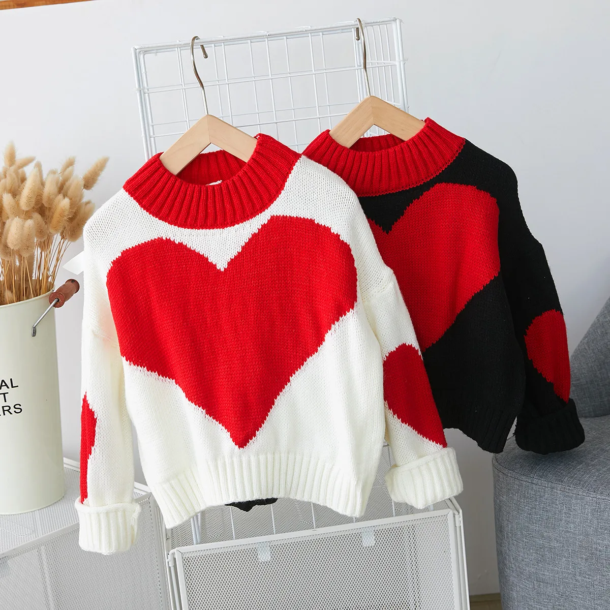 Свитера с рисунком «любовь» для маленьких девочек; коллекция года; детская одежда; сезон осень-зима; детский пуловер; шерстяной свитер для девочек; утепленная одежда