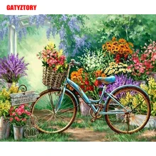 GATYZTORY 3D Алмазная живопись полная квадратная дрель DIY домашний Декор Ремесло Стразы мозаичная картина фото на заказ велосипед в саду