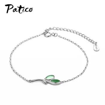 

Fashion Simple 925 Sterling Silver Bracelets For Women Leaves Adjustable Bracelets Popular Open Bangle Jewelry