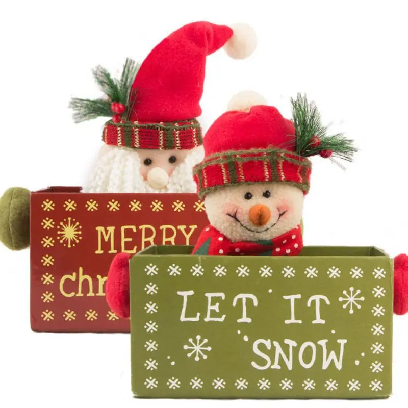 Christmas Santa Snowman Candy Box Fabric Storage Gift Boxes Christmas Decoration Xmas Festive Supplies articulos de navidad