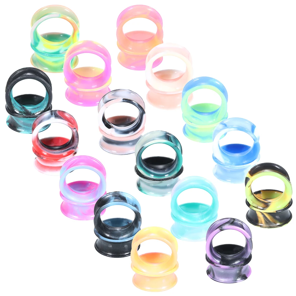 16Pairs Silicone Ear Dilations Earlets Double Flared Ear Plugs Tunnels Earring Piercing Expansions piercing jewelry,body piercing jewelry,body jewelry