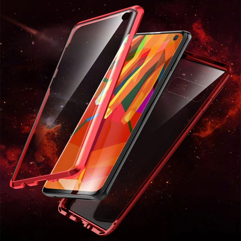 360 Защитный Магнитный чехол для samsung s10 plus стеклянная задняя+ передняя крышка на galaxy s10E s10plus s10+ s 10 металлический чехол
