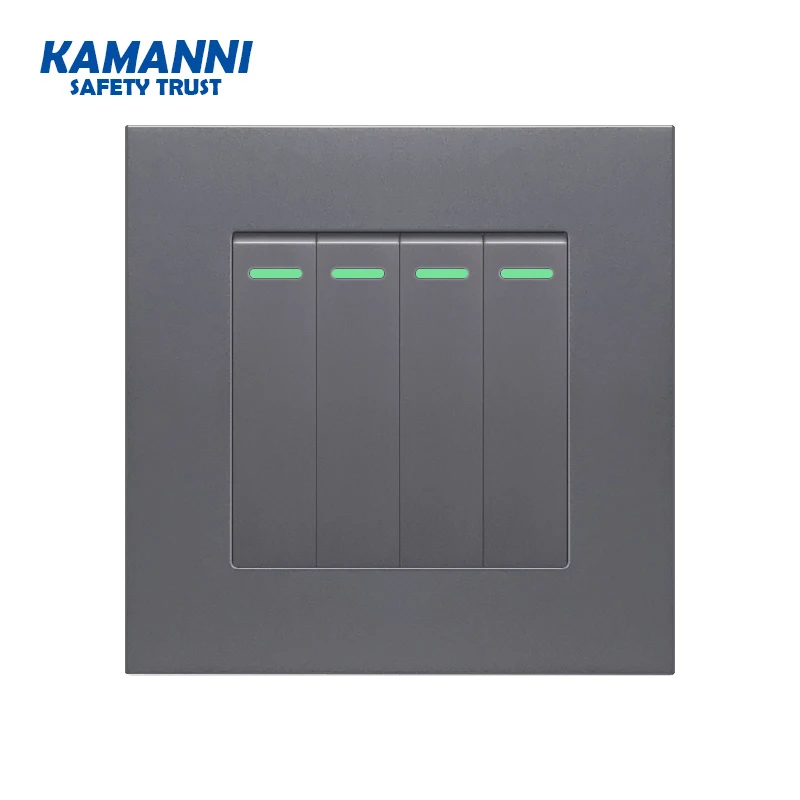 Flame retardant PC panel switch 1 gang 1/2 way large panel EU standard interrupter wall lamp 16 switch hidden luxury switch