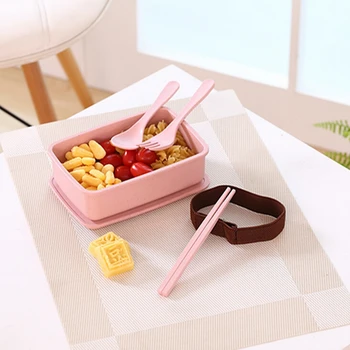 

Lunch Box Eco-friendly Bamboo Fiber Material Portable Bento Box Microwaveble Food Storage Container For Office Children