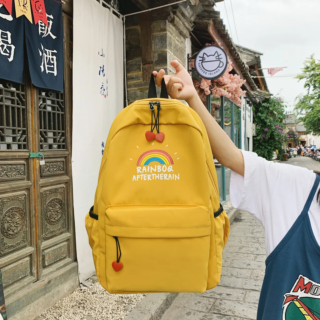

Backpack Female rainbow print School Backpack For Teenage Girls Large Capacity travel Package Preppy style mochila feminina