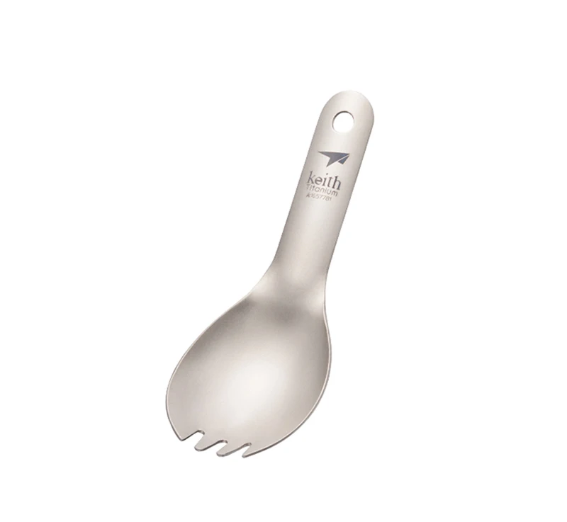 Набор столовых приборов Keith titanium Spork для кемпинга, для детей, для малышей, с короткой ручкой, Титановая Ложка, Для Путешествий, Походов, Ti5312, 13,6 г, с сумкой