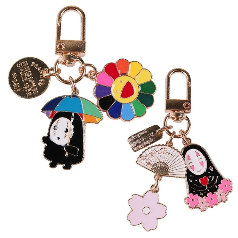 

Cartoon Japan Anime Spirited Away Gold Color Faceless Man Keychain for Childhood Memory Key Chains Ring Car Bag Charm Pendent