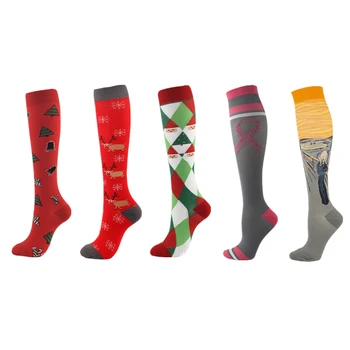 

New Novelty Compression Socks Woman Cartoon Varicose Veins Diabetes Cycling Nylon Nursing Compression Socks Men Christmas Gifts