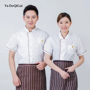 

high quality Chef jackets Chef uniform Cafe dessert bakery Western restaurant Tooling Bakers Master work clothes casual shirt