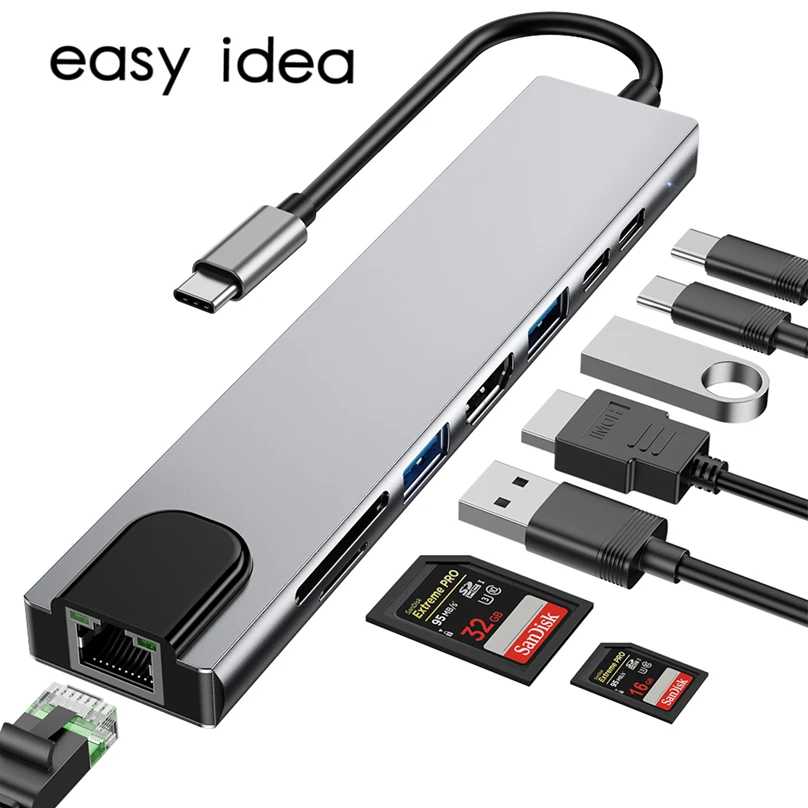 USB-концентратор тип C 3 0 USB концентратор разветвитель OTG кардридер Type к HDMI адаптер 8