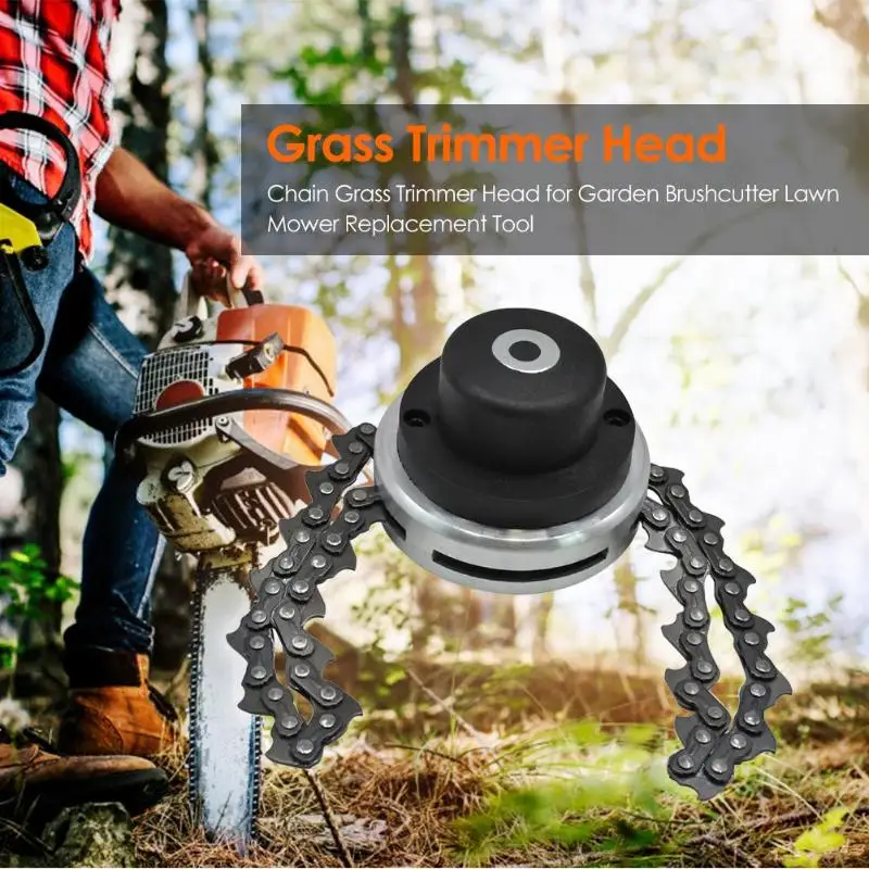 Chain Grass Trimmer Head for Garden Brushcutter Lawn Mower Replacement Tool