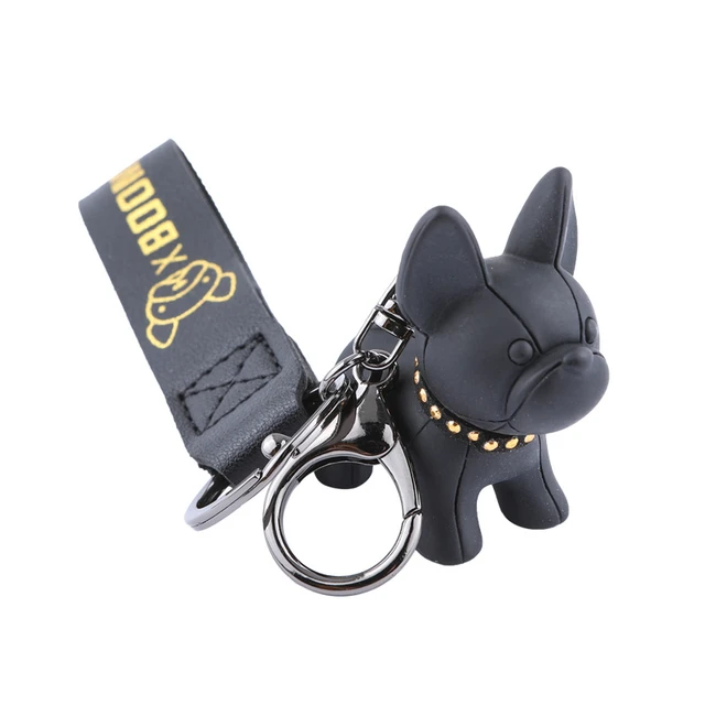 Cute Punk French Bulldog Keychains PU Leather Dog Key Ring For Women charm  Bag Pendant Jewelry Key Chain Trinket Men Car Keyring - AliExpress