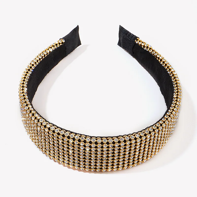 

Golden Color Full Crystal Luxury Hair Accessories Hairbands Baroque Sparkly Padded Rhinestones Headbands Headwear For Women