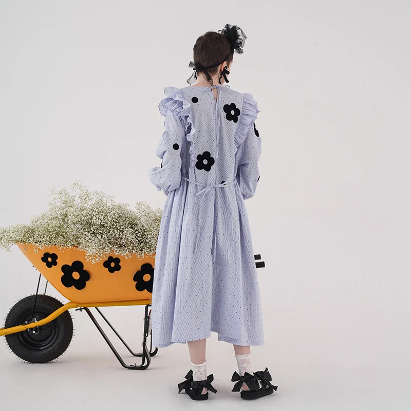 imakokoni original design blue stripe flocking