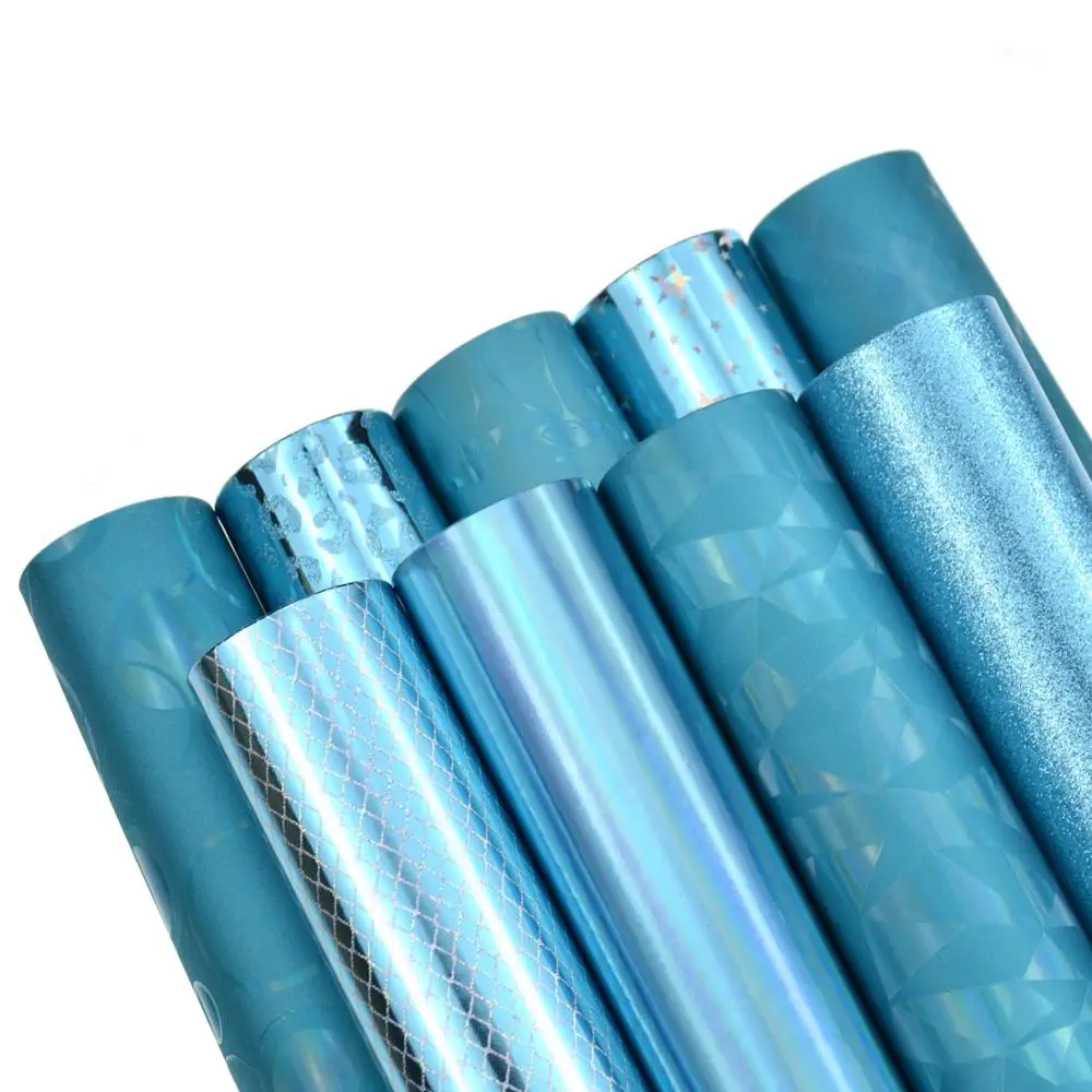 9pcs A4 Blue Смешанные цвета 9 шт. блестящая голографическая искусственная ткань кожа пакет набор для бантов изготовление сережек DIY - Цвет: 9pcs A4 Blue