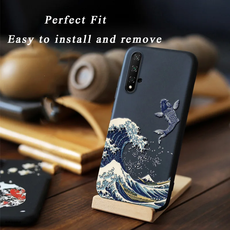 3D рельефный тисненый чехол для Huawei Honor 20 Pro 20i V20 Mate Nova 7i 5T 4E 3e P40 P30 P20 Lite задняя крышка