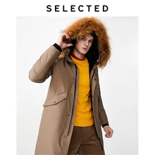 Отборная Зимняя парка средней длины с мехом енота, пальто с большими карманами, куртка-пуховик на утином пуху, одежда S | 419412557