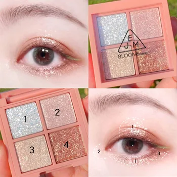 

Four Colors Eyeshadow Compact Waterproof Shimmering Powder Sequin Pumpkin 4-Color Eyeshadow Combination Cosmetics