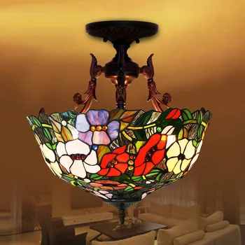 

Luminaire Colorful Flowers Restore Ancient Ways To Absorb Dome Light Led Restaurants Balcony Bedroom Adornment Glass Chandelier