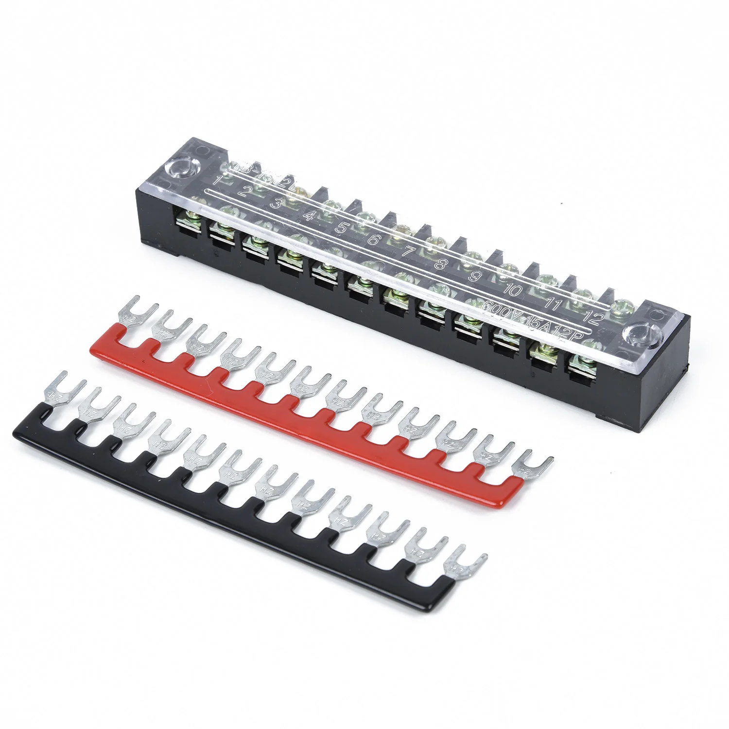 Clear Terminal Block Electrical Distribution Bus Bar Set 100A Double Row