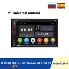Автомагнитола 2 Din, 7 дюймов, Android 10,0, FM/AM, мультимедийный видеоплеер, Bluetooth, с MP5 плеером, 1 16 Гб, 2 Din, стереоприемник, GPS, автомобильное радио