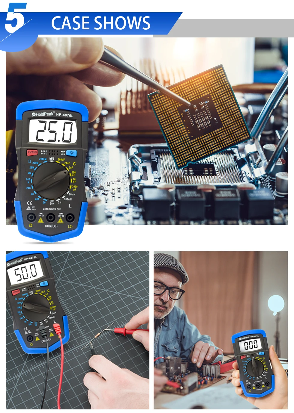 Holdpeak medidor de capacitância digital (lcr meter)