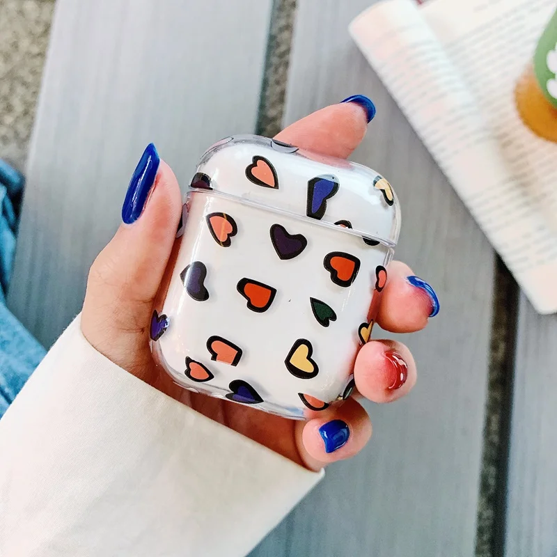 

Cute Love Transparent Hard Earphone Cover Wireless Bluetooth Earphone Case For Airpods 2 Case For Air Pods Case Accessoire Coque