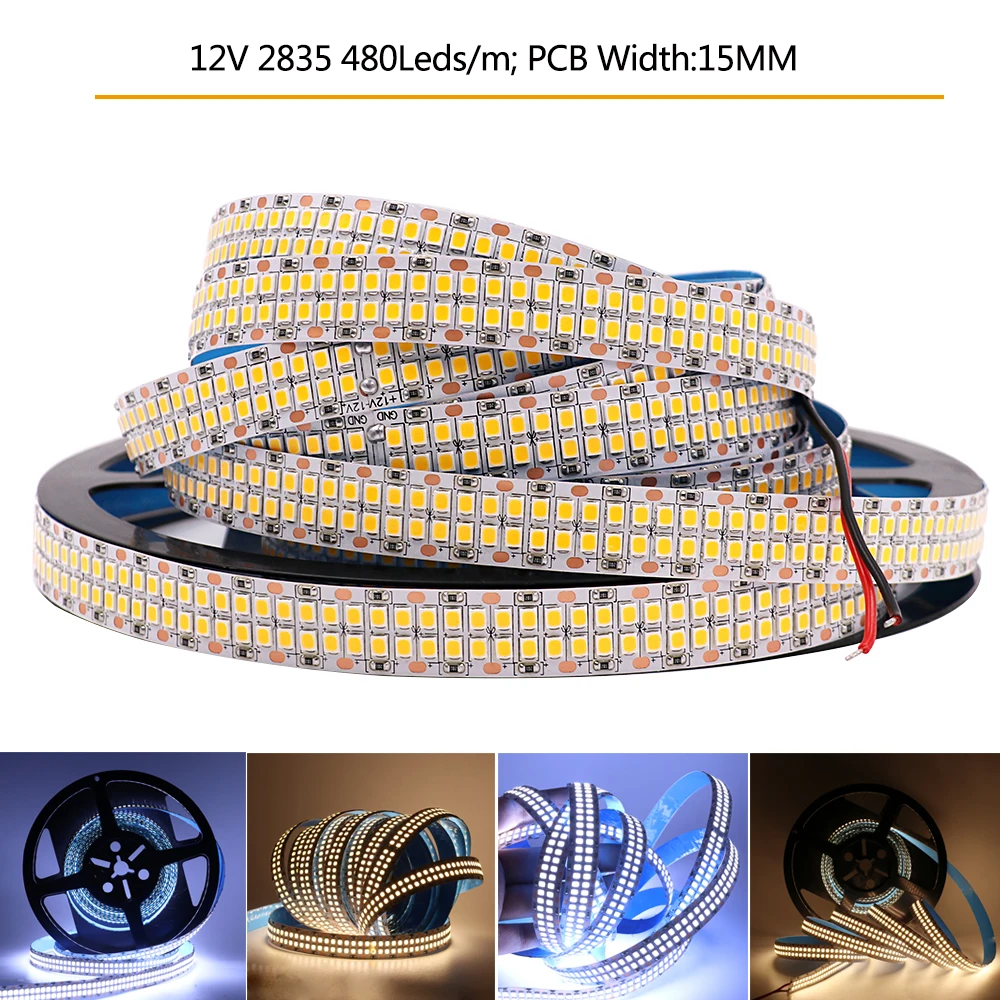 5M DC12V Светодиодная лента Лента SMD 5054 2835 5630 120Leds / m Водонепроницаемая светодиодная лента Гибкая светодиодная лента Светодиодные ленты Светодиодные лампы