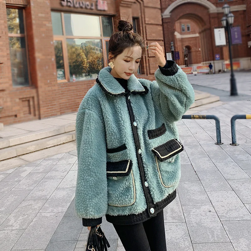 

Korea teddy lazy chic single-breasted straight wool coat women's warm retro jacket 2020 new