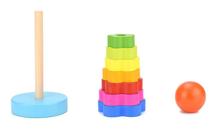 Радужные деревянные блоки Радужная башня плюс Радужная башня из колец Развивающие игрушки для детей подарок новая распродажа