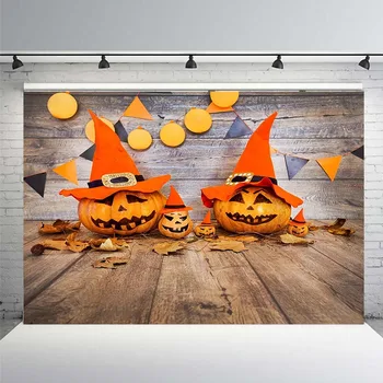 

Photo Background Autumn Landscape Halloween Pumpkin Maple Doors Window Decoration Studio Photography Background Photo
