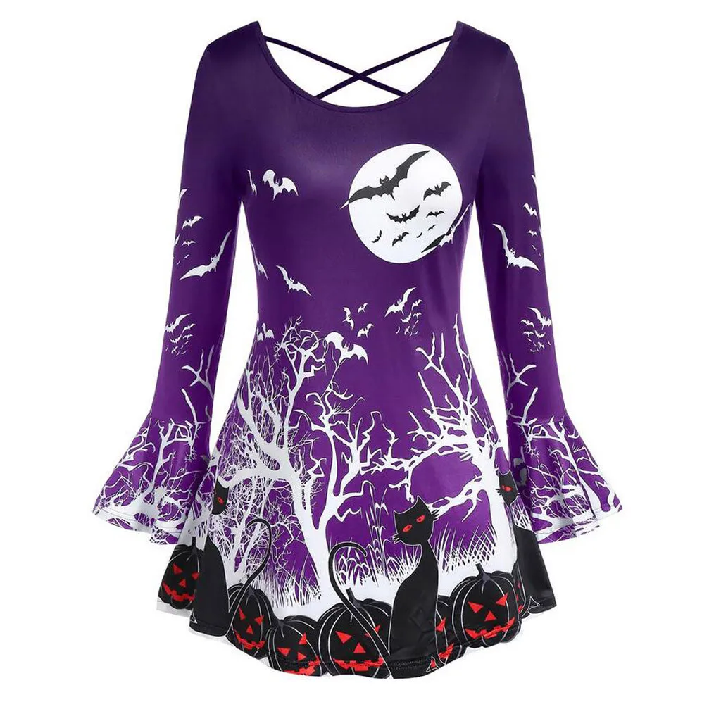 Tshirt Women Plus Size O Neck Halloween 