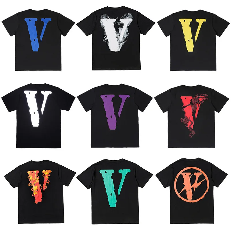 VLONE VLONE – T-shirt de sport à manches courtes pour homme et femme, streetwear, lettres de cigarettes, ample, 100% coton, confortable, style urbain