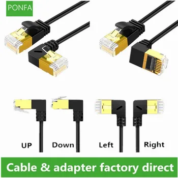 

Cat7 RJ45 Cable Ethernet Cable Lan UTP RJ45 Network Cable for Cat6 Compatible Patch Cord 90 Degree Right Angle 10Gbps 0.25M-3M