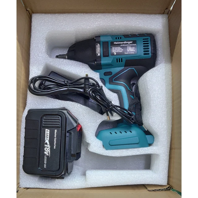 True 550N.m lithium-ion battery powered  1/2 inch brushless cordless impact wrench with 18V battery for car repair truck repair with 1 6.0Ah battery