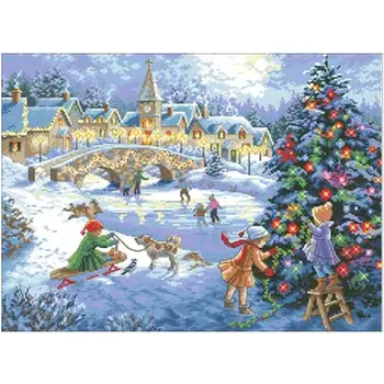 

Winter christmas celebration patterns Counted Cross Stitch 11CT 14CT DIY Chinese Cross Stitch Kits Embroidery Needlework Sets
