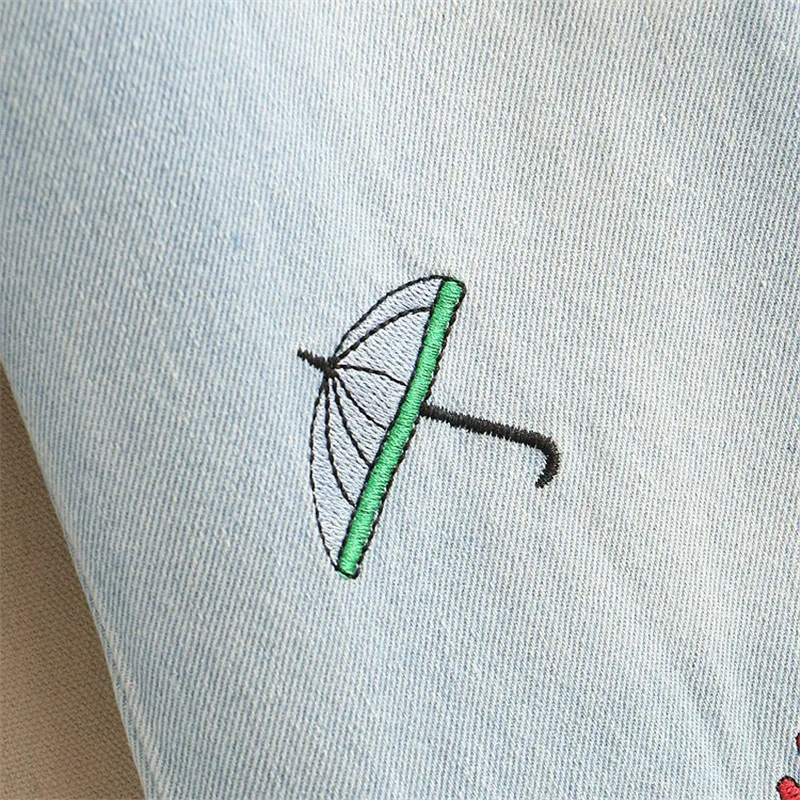 Японские Mori милые девочки мультфильм шаровары Kawaii шаблон джинсовые штаны для девочек подростков Высокая талия повседневные джинсы прямые брюки