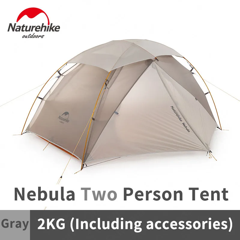 Naturehike Nebula2 палатка 2 человек открытый 20D нейлон водонепроницаемый 4000+ ветрозащитный Сверхлегкий туристический тент с бесплатным ковриком - Цвет: 2 Person-Gray