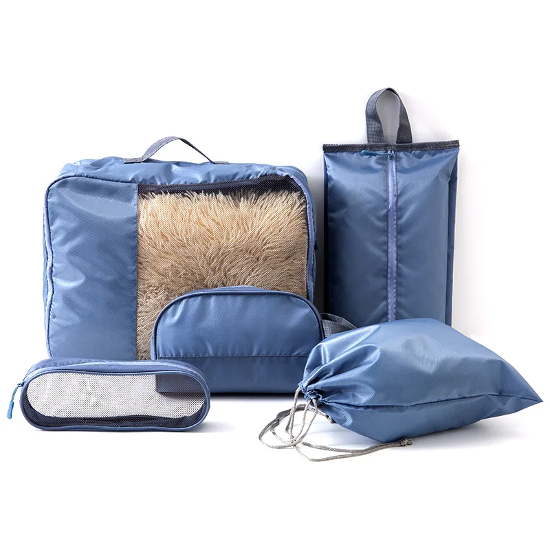

5pcs/set Outdoor Multi-function Nylon Travel Organizer Storage Bag Set Clothing Wash Makeup Sub-packing Storage Bag
