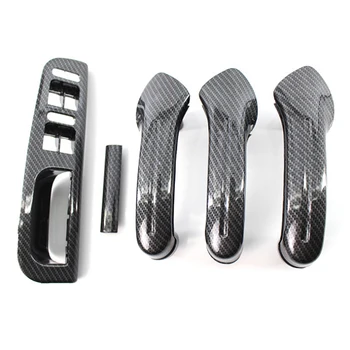 

Car Interior Window Lift Button Control Panel Door Dandle Covers For Volkswagen VW Golf 4 Jetta MK4 1999-2004 Carbon fiber Cover
