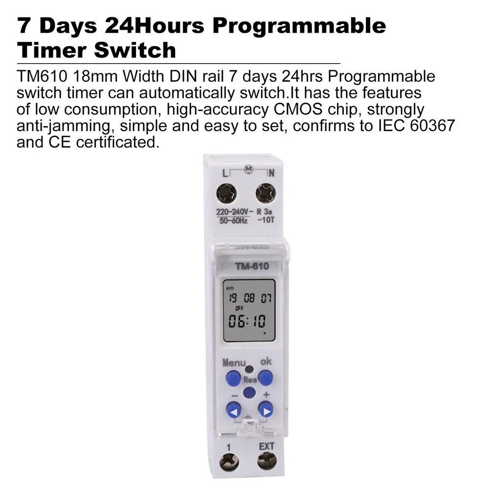 SINOTIMER 220 В/110 В TM610 1P 18 мм одиночный модуль din-рейку ЖК-цифровой 7 дней 24 часа программируемый таймер переключатель