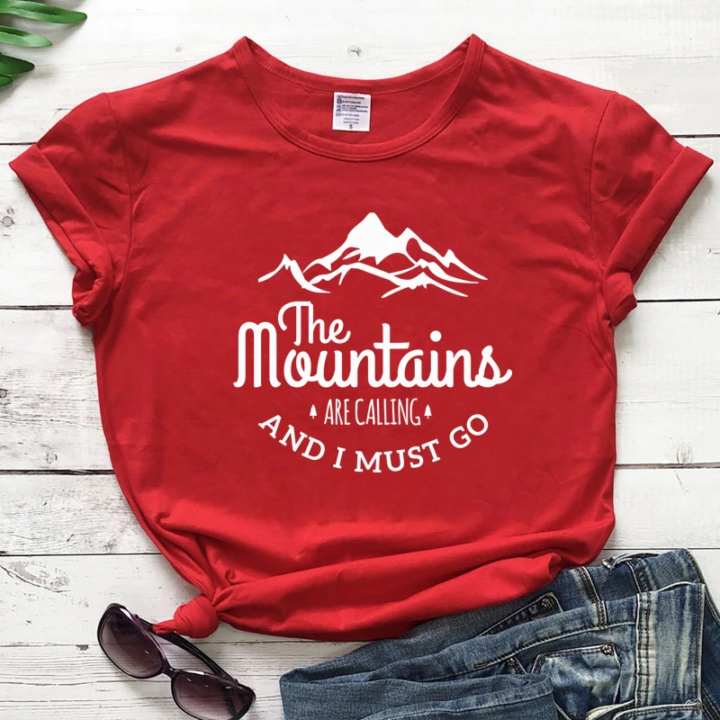 The Mountains Are Calling And I Must Go T-shirt Harajuku Unisex Short Sleeve Vacay Tshirt Fashion Women Graphic Adventure Tops summer shirt