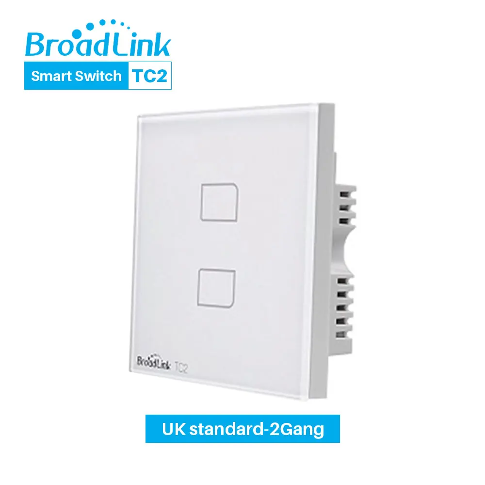 TC2 UK-2Gang Broadlink TC2 переключатель Wi-Fi ЕС стандартный умный дом настенный светильник сенсорный выключатель приложение управление через Broadlink RM Pro умный дом автоматизация - Комплект: TC2 UK-2Gang
